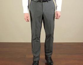 Charcoal semi-plain slim fit trouser